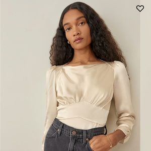 Reformation Jason Silk Top NWT in Almond, size 0